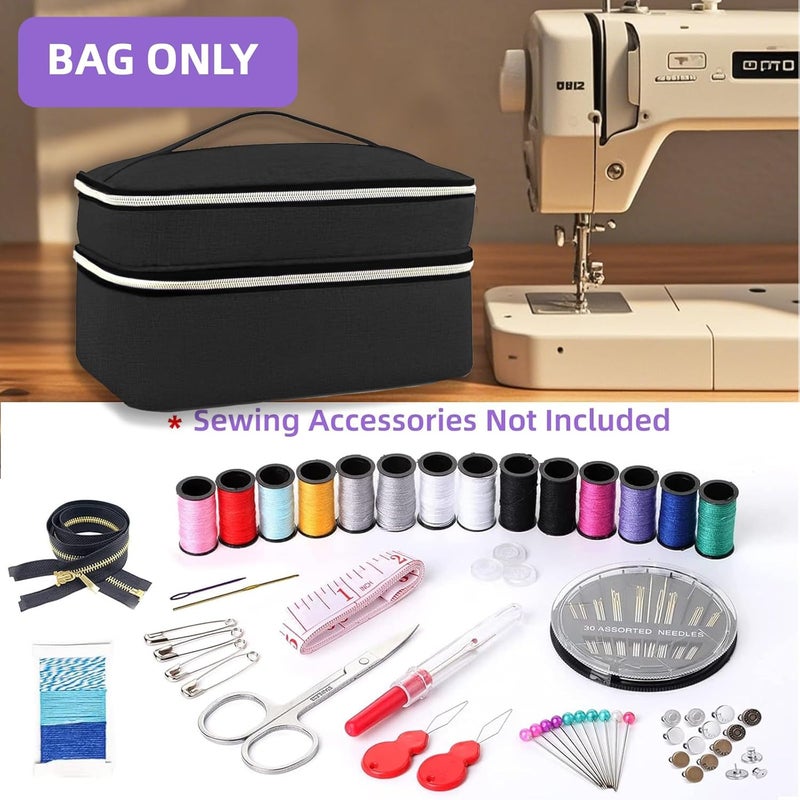 ALSLEA Sewing Supplies Organizer Bag 11.5"x 8"x 6" Sewing Box for Women Sewing Organizer Small Storage Bag Sewing Basket Travel Sewing Box for Sewing Supplies, Scissors, Thread, Pins, Needles, Clips (Black) - Image 5